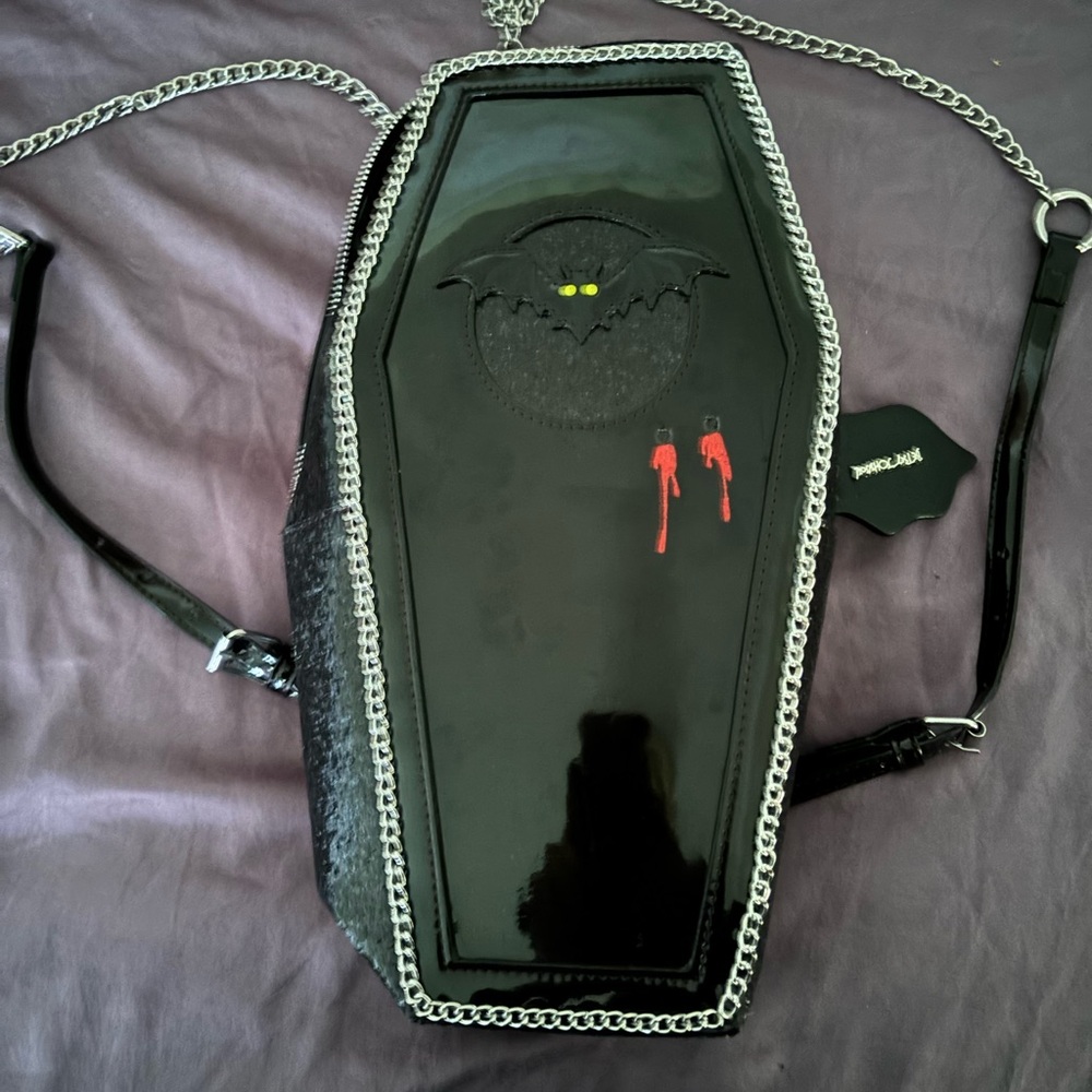 Betsey Johnson Halloween bat coffin purse